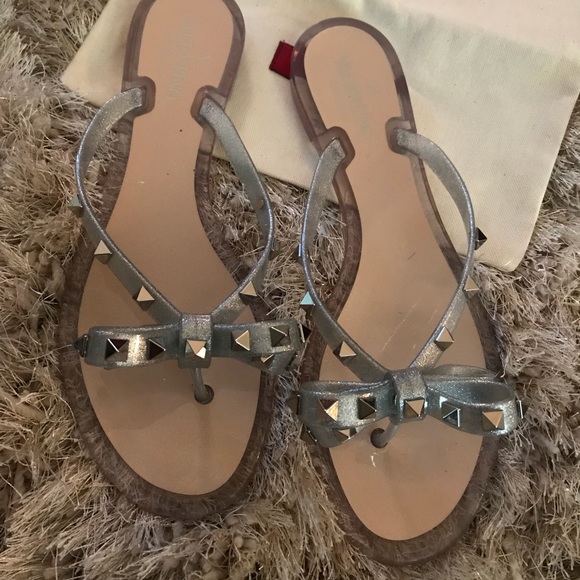 valentino silver jelly sandals